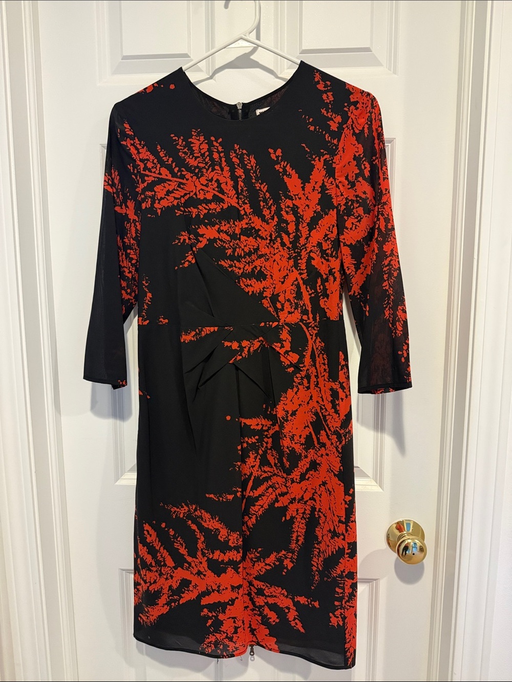 Whistles Black Dress with Burnt Orange Botanical Print